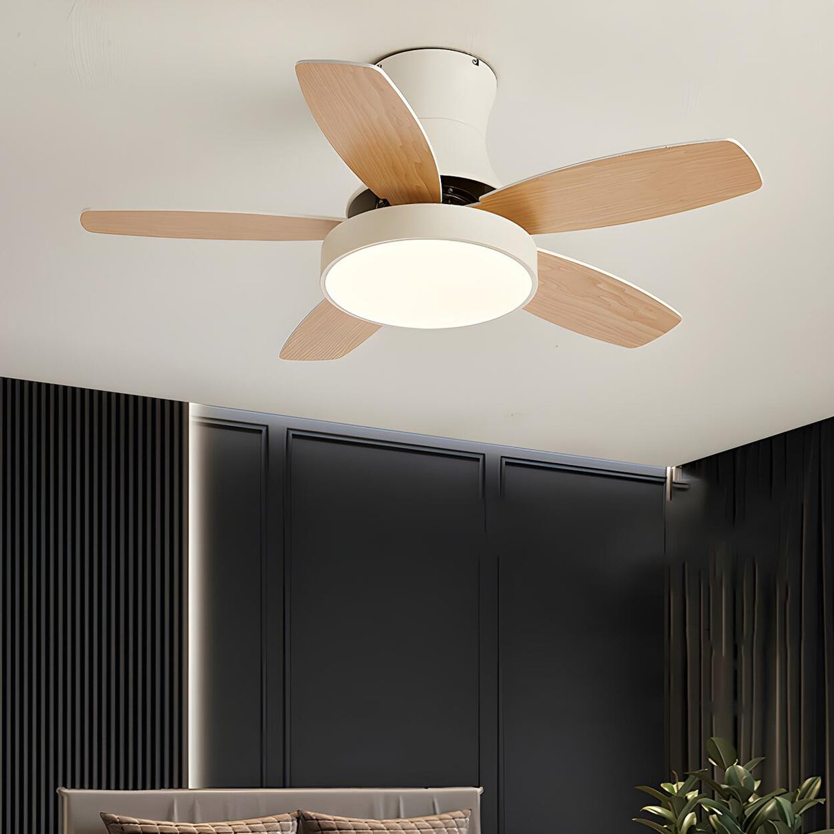 Mini Flush 5 Blade Dimming Ceiling Fan with LED Light Image - 14