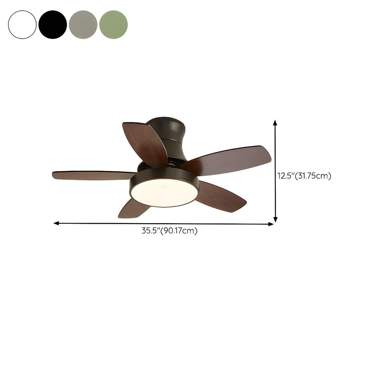 Mini Flush 5 Blade Dimming Ceiling Fan with LED Light Image - 16