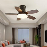 Mini Flush 5 Blade Dimming Ceiling Fan with LED Light Image - 2