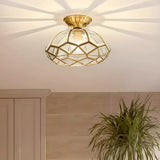 Mini Geometric Gold Glass Semi-Flush Mount Ceiling Lamp Image - 1