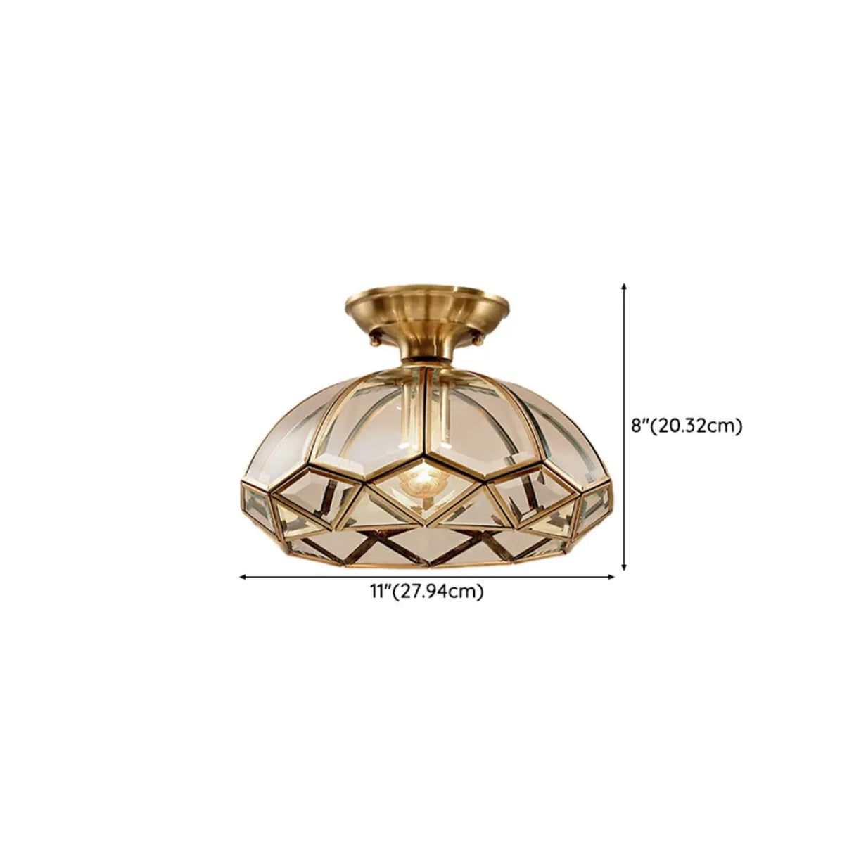 Mini Geometric Gold Glass Semi-Flush Mount Ceiling Lamp 