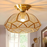 Mini Geometric Gold Glass Semi-Flush Mount Ceiling Lamp Image - 4