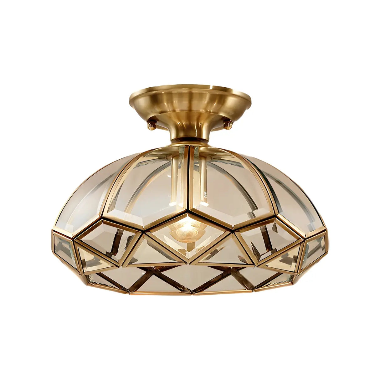 Mini Geometric Gold Glass Semi-Flush Mount Ceiling Lamp Image - 5