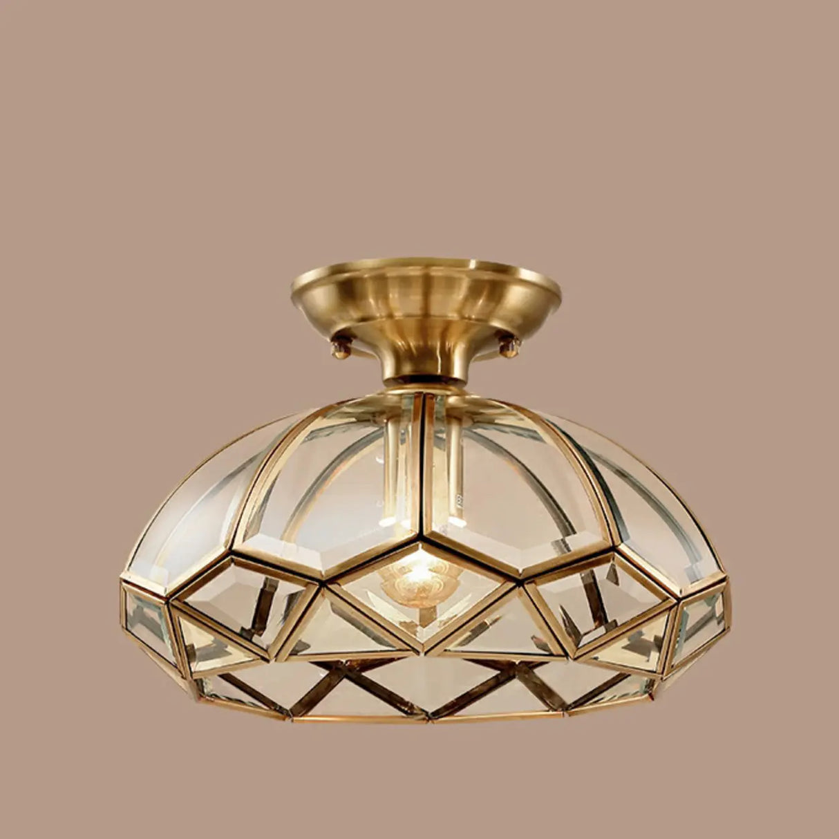 Mini Geometric Gold Glass Semi-Flush Mount Ceiling Lamp Image - 6