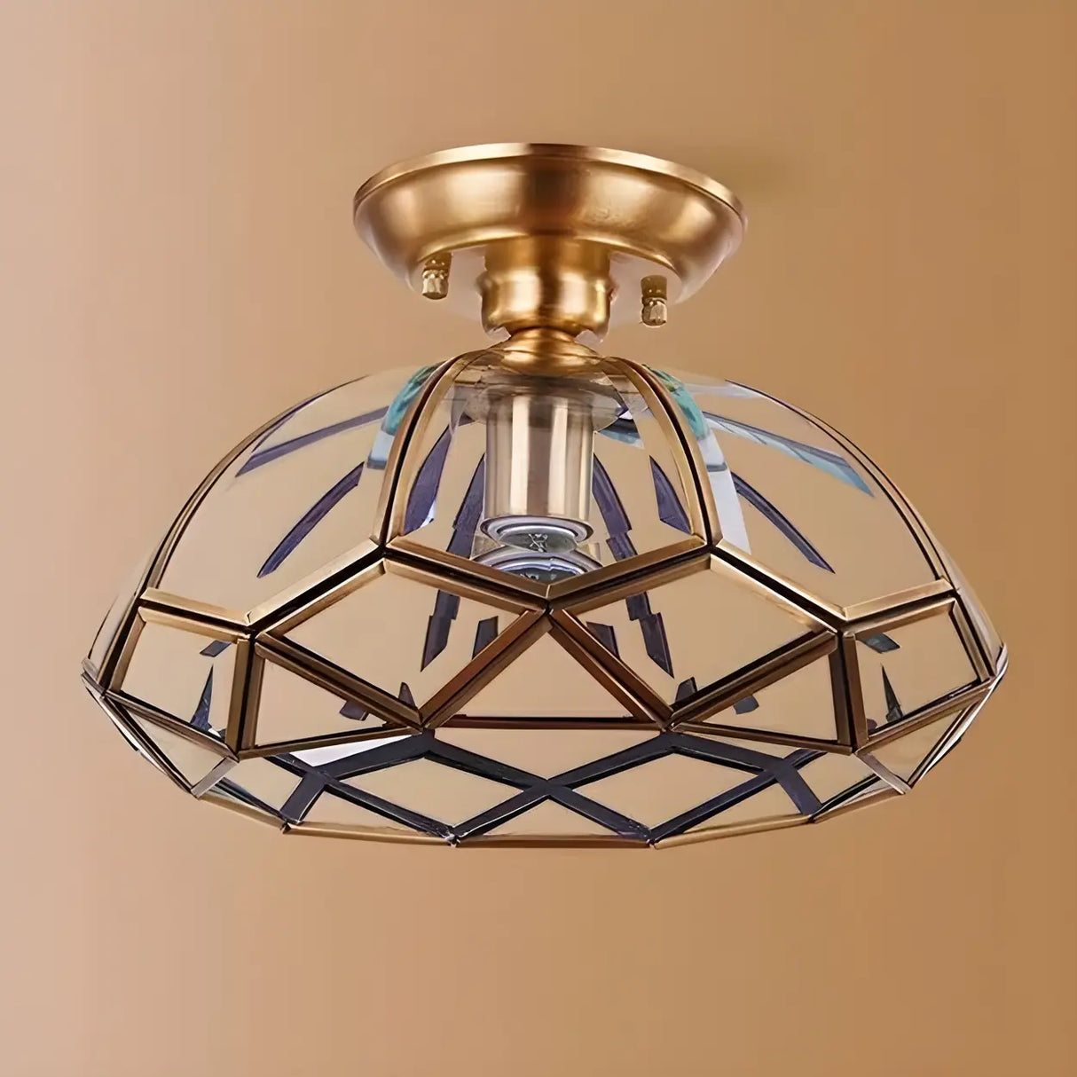 Mini Geometric Gold Glass Semi-Flush Mount Ceiling Lamp Image - 7