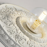 Mini Glass Ball Resin Carving Circle Flush Mount Light Image - 9