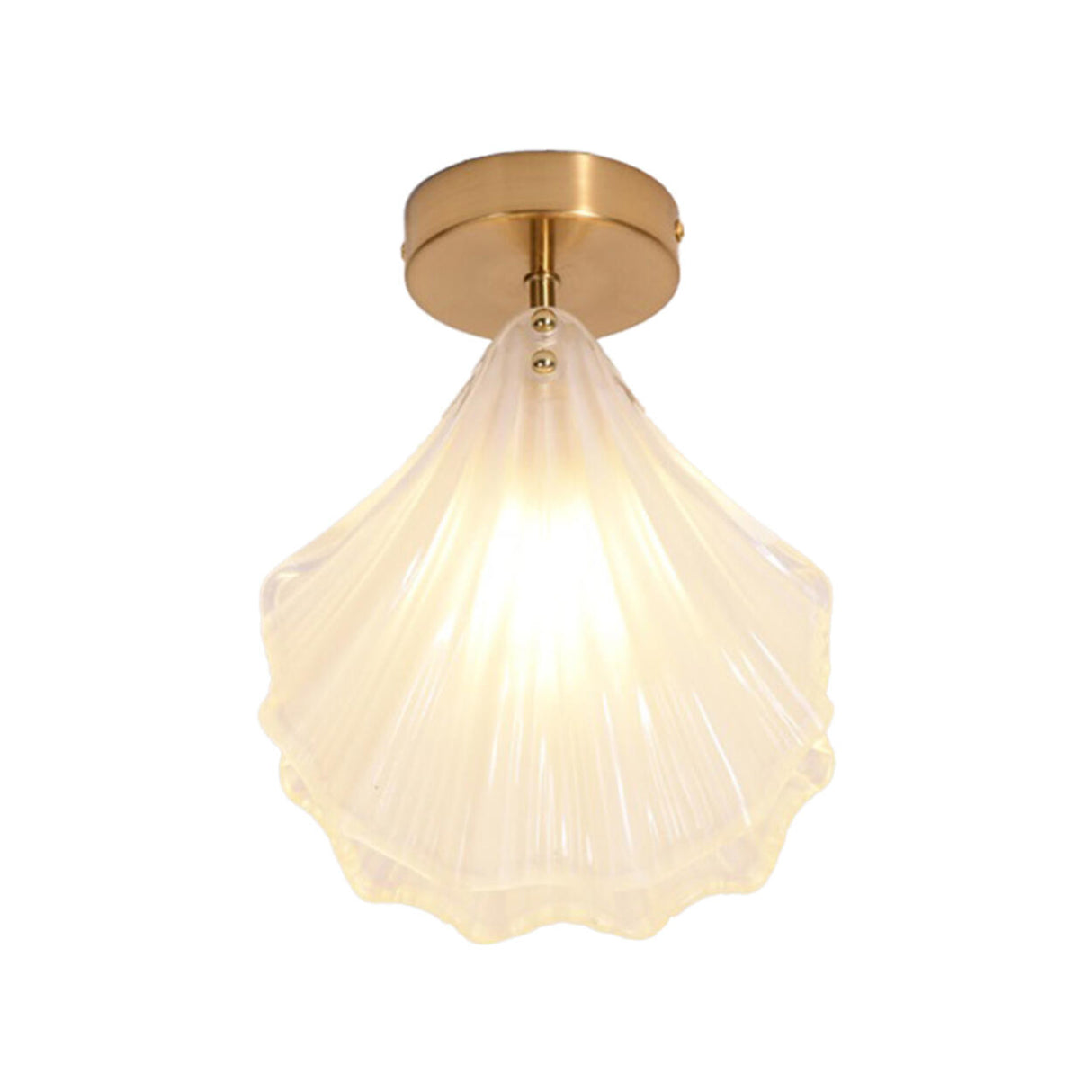 Mini Gold Frosted Glass Shell Semi-Flush Mount Light Image - 5