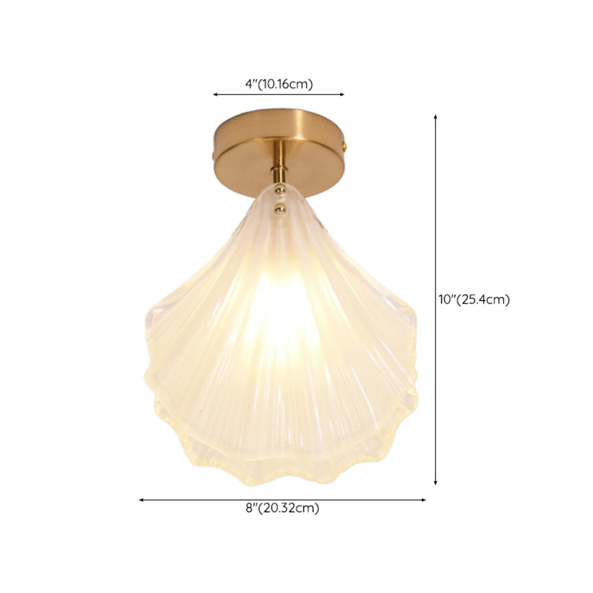 Mini Gold Frosted Glass Shell Semi-Flush Mount Light 