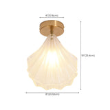 Mini Gold Frosted Glass Shell Semi-Flush Mount Light #size