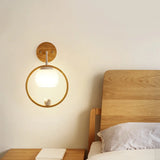 Mini Modern Bird Wood Circular Frame Wall Sconce Image - 3