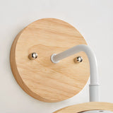 Mini Modern Bird Wood Circular Frame Wall Sconce Image - 7