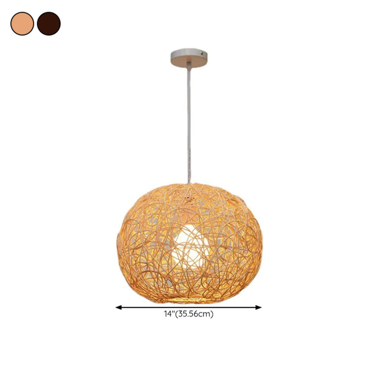 Mini Oriental Woven Rattan Globe Pendant Light Image - 13