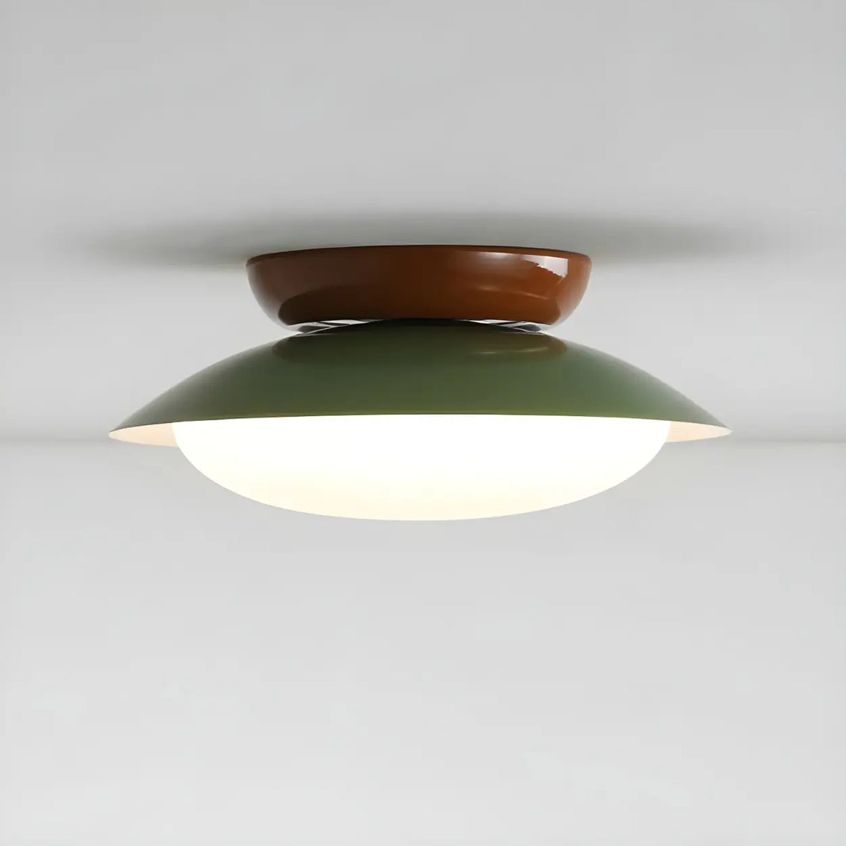 Mini Resin Green Bowl LED Semi-Flush Mout Ceiling Light Image - 6