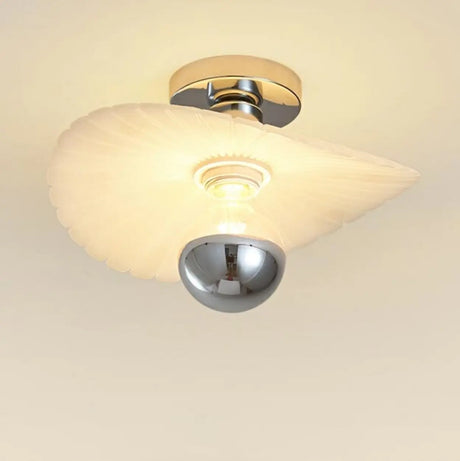 Mini Resin Wavy Glass Semi-Flush Mount Ceiling Light Image - 1