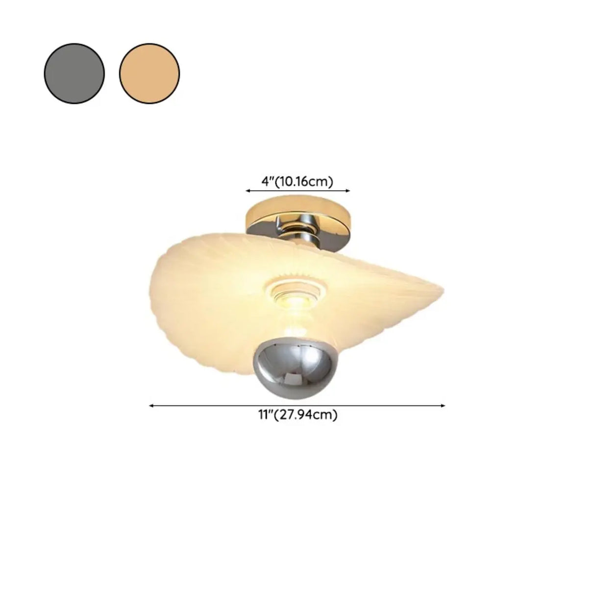 Mini Resin Wavy Glass Semi-Flush Mount Ceiling Light 