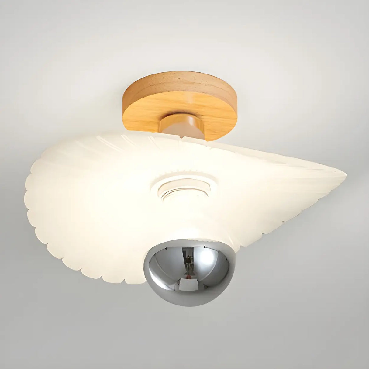 Mini Resin Wavy Glass Semi-Flush Mount Ceiling Light Image - 2