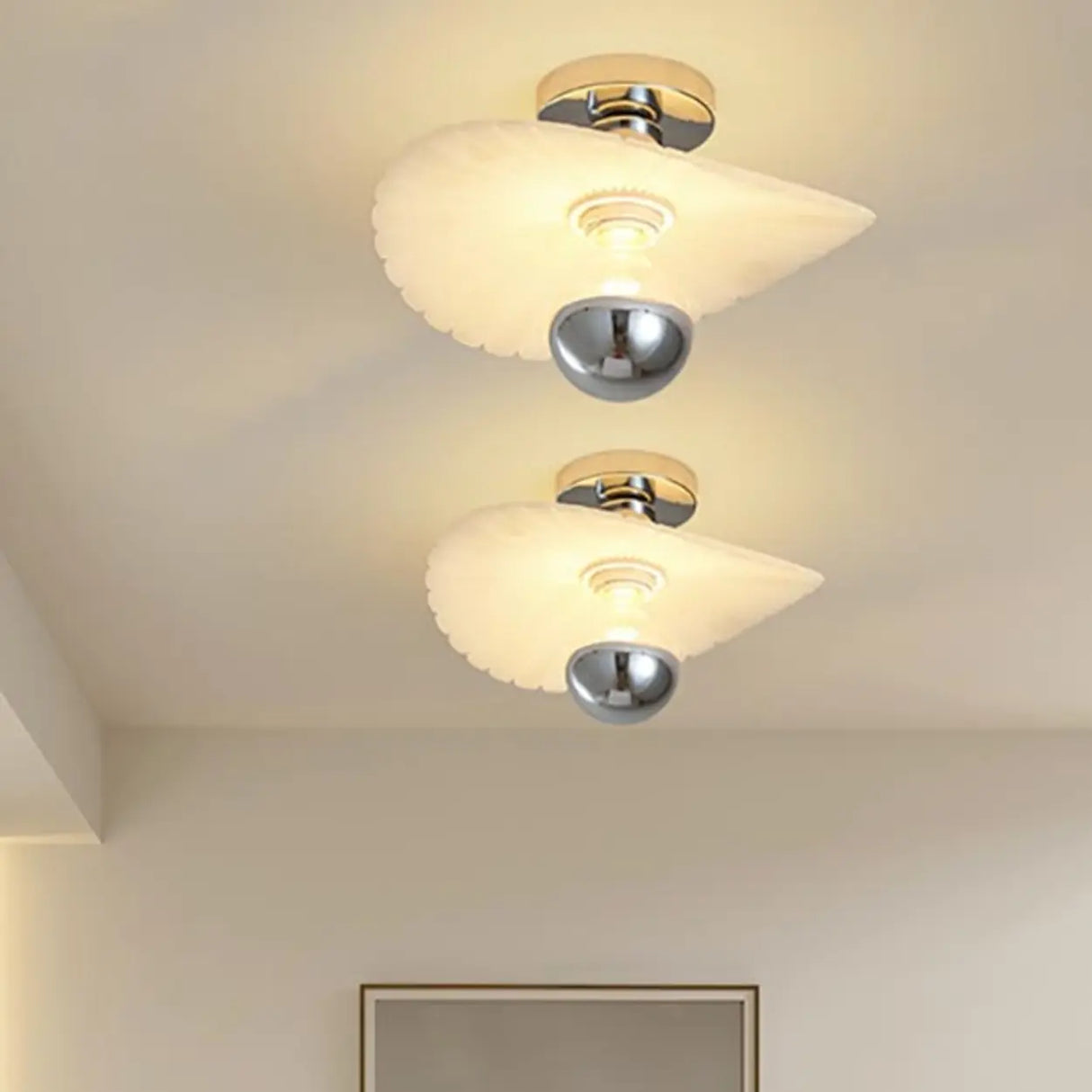 Mini Resin Wavy Glass Semi-Flush Mount Ceiling Light Image - 3