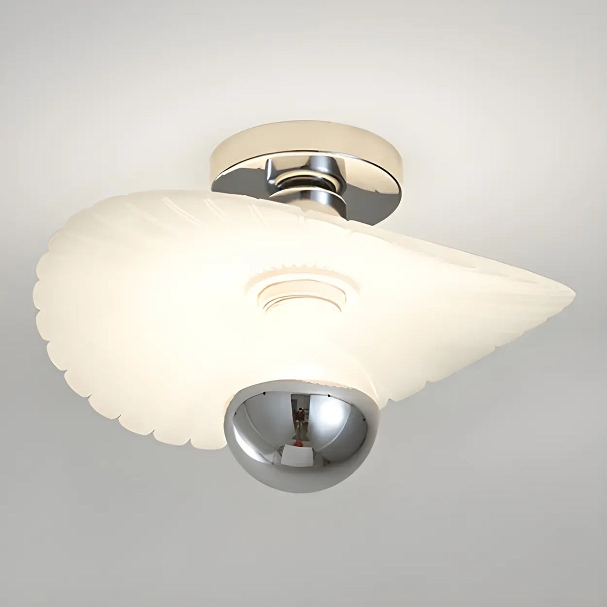 Mini Resin Wavy Glass Semi-Flush Mount Ceiling Light Image - 7