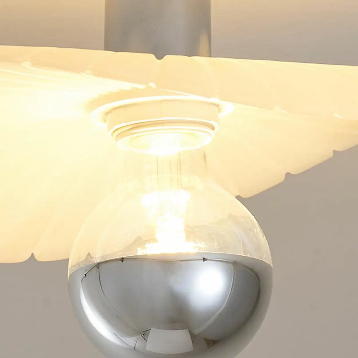 Mini Resin Wavy Glass Semi-Flush Mount Ceiling Light Image - 8