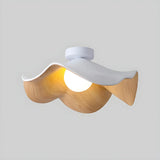 Mini Resin White Wood Flower Semi-Flush Mount Light Image - 8