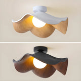 Mini Resin White Wood Flower Semi-Flush Mount Light Image - 9