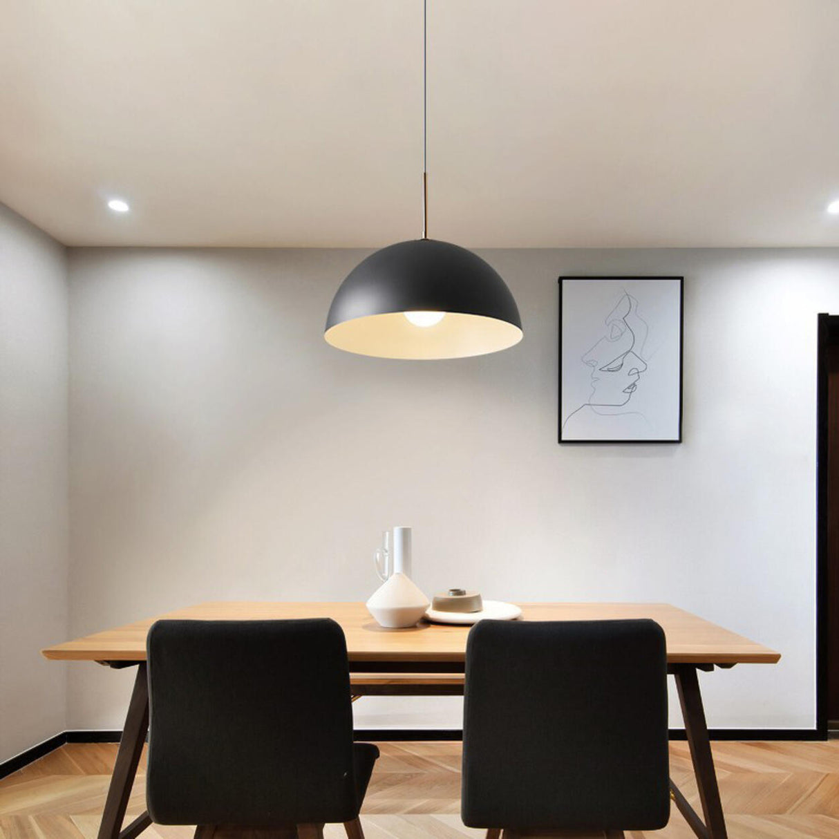 Mini Rounded Dome Metal Matte Minimalist Pendant Light Image - 1