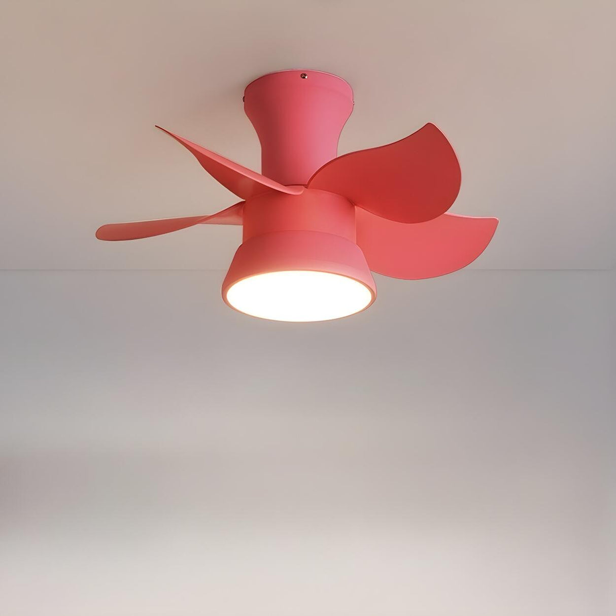 Mini Simple 5 Blade Flush Ceiling Fan with LED Light Image - 14