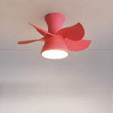 Mini Simple 5 Blade Flush Ceiling Fan with LED Light Image - 14