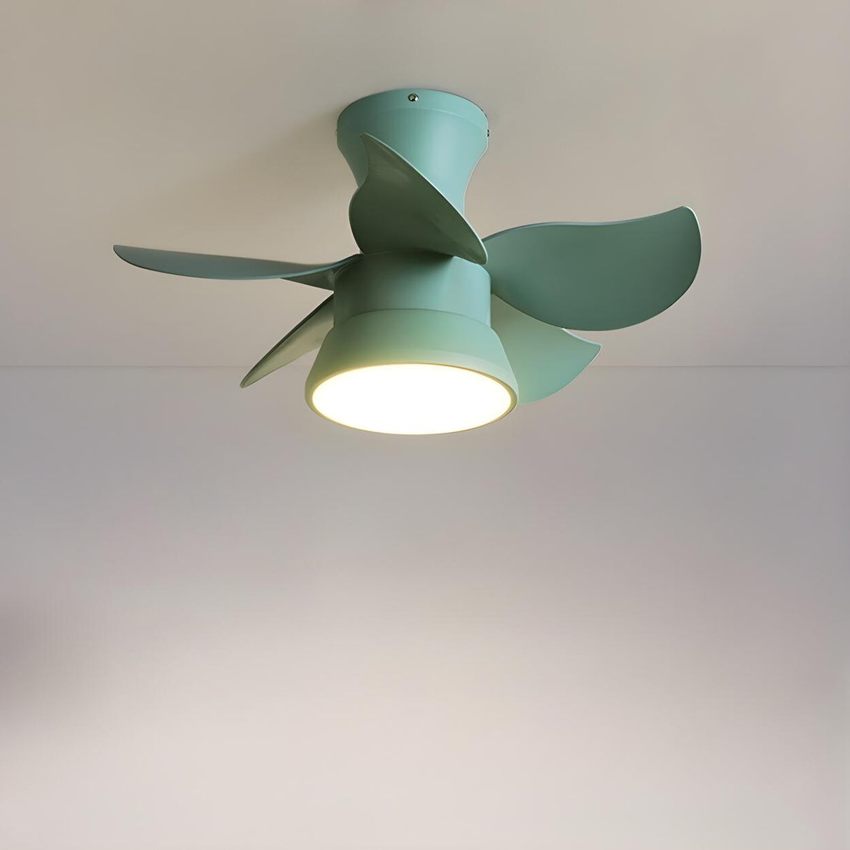 Mini Simple 5 Blade Flush Ceiling Fan with LED Light Image - 15