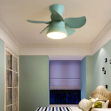 Mini Simple 5 Blade Flush Ceiling Fan with LED Light Image - 4