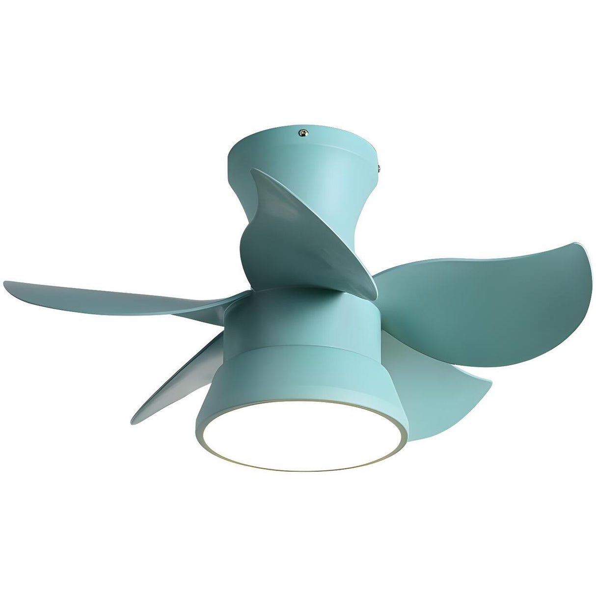 Mini Simple 5 Blade Flush Ceiling Fan with LED Light Image - 5