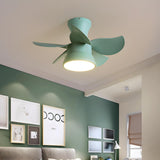 Mini Simple 5 Blade Flush Ceiling Fan with LED Light Image - 7