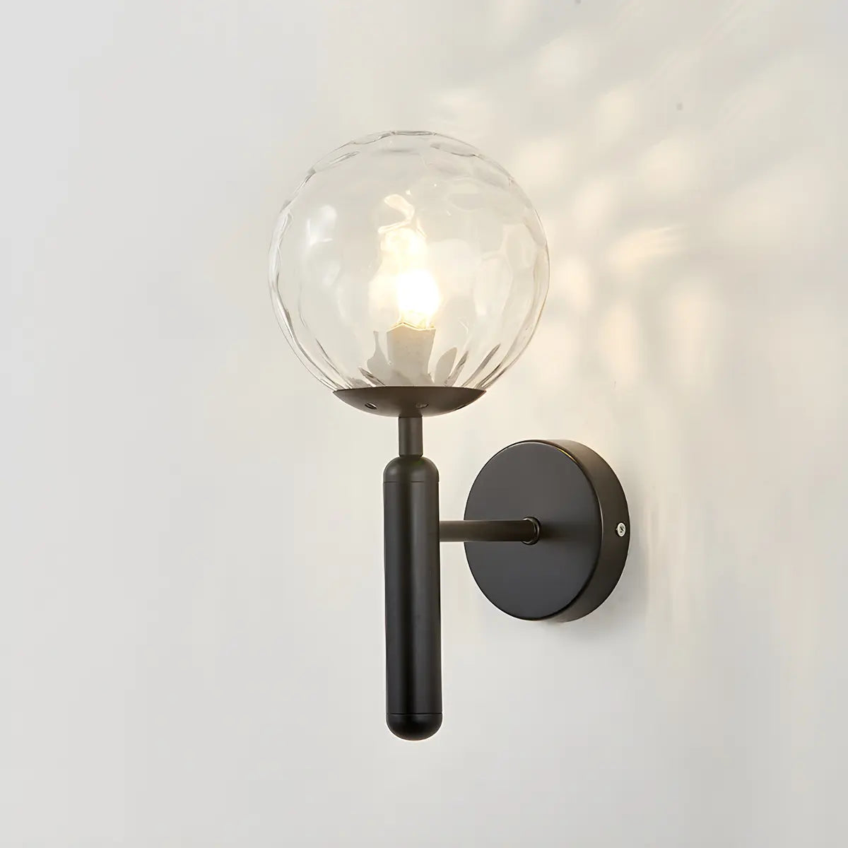 Mini Simple Glass Globe Black Finish Wall Vanity Light Image - 2