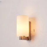 Mini Simple White Cylinder Metal Wall Sconce Light Image - 2