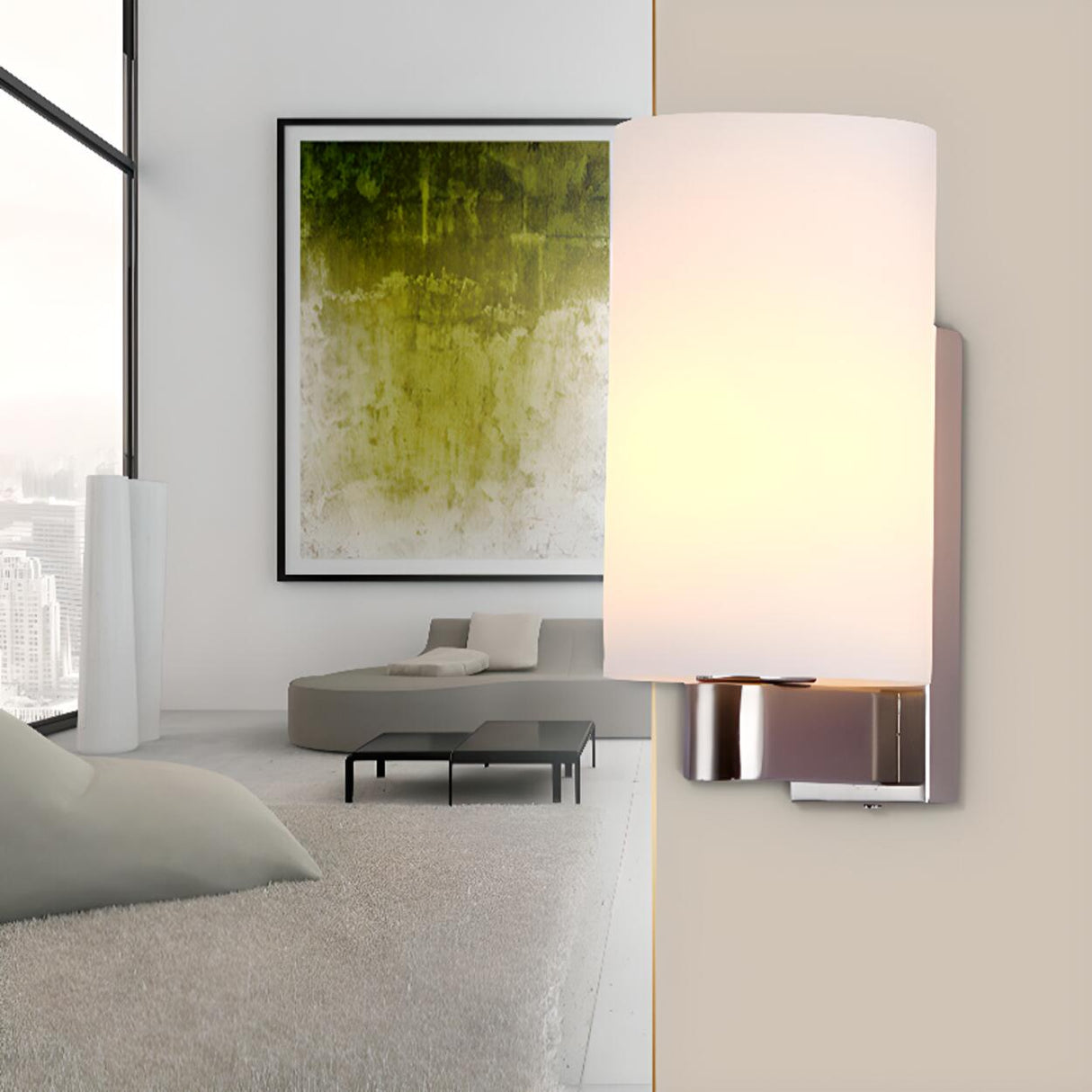 Mini Simple White Cylinder Metal Wall Sconce Light Image - 6