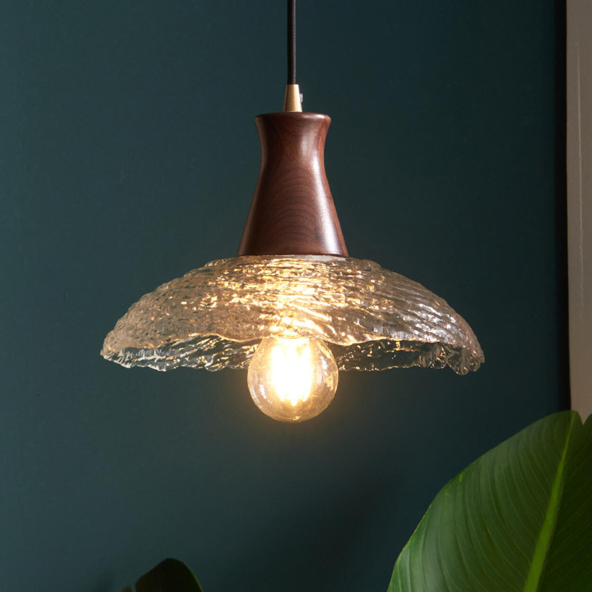 Mini Vintage Textured Glass UFO Brown Pendant Light Image - 1