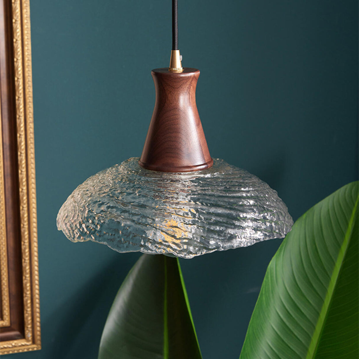 Mini Vintage Textured Glass UFO Brown Pendant Light Image - 12