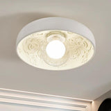 Mini White Bowl Carving Resin Flush Mount Ceiling Light Image - 1