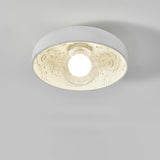 Mini White Bowl Carving Resin Flush Mount Ceiling Light Image - 11