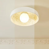 Mini White Bowl Carving Resin Flush Mount Ceiling Light Image - 12