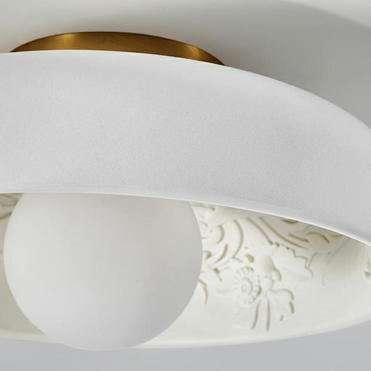 Mini White Bowl Carving Resin Flush Mount Ceiling Light Image - 15