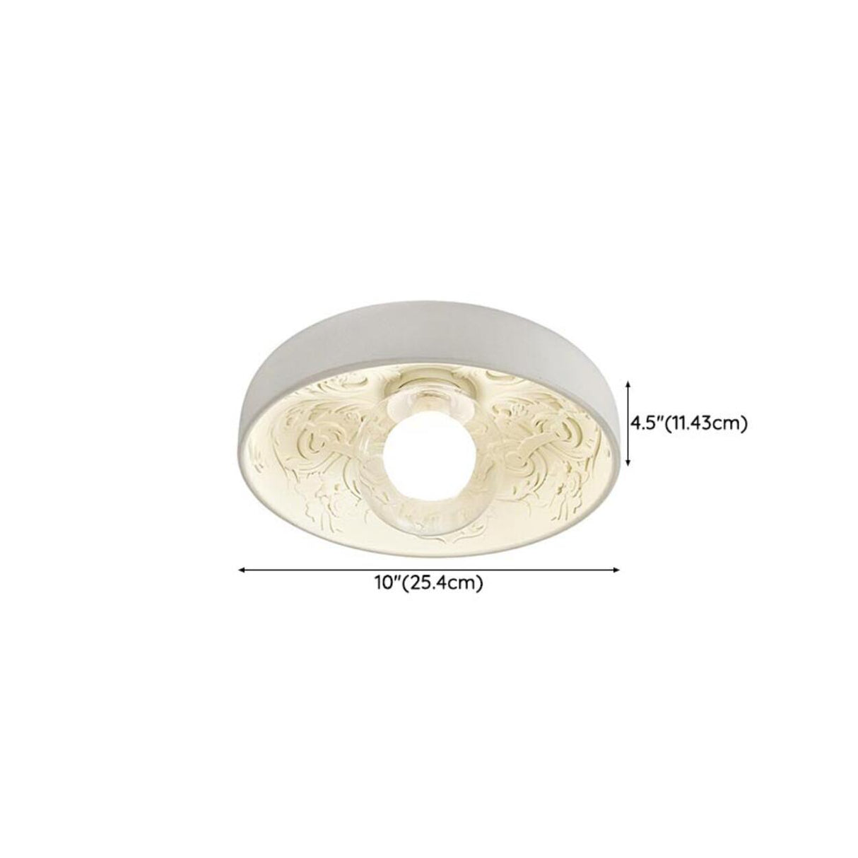 Mini White Bowl Carving Resin Flush Mount Ceiling Light 