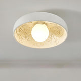 Mini White Bowl Carving Resin Flush Mount Ceiling Light Image - 2