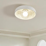 Mini White Bowl Carving Resin Flush Mount Ceiling Light Image - 4