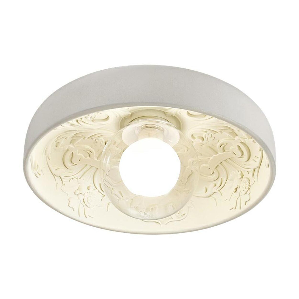 Mini White Bowl Carving Resin Flush Mount Ceiling Light Image - 5