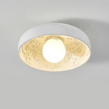 Mini White Bowl Carving Resin Flush Mount Ceiling Light Image - 7