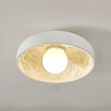 Mini White Bowl Carving Resin Flush Mount Ceiling Light Image - 8