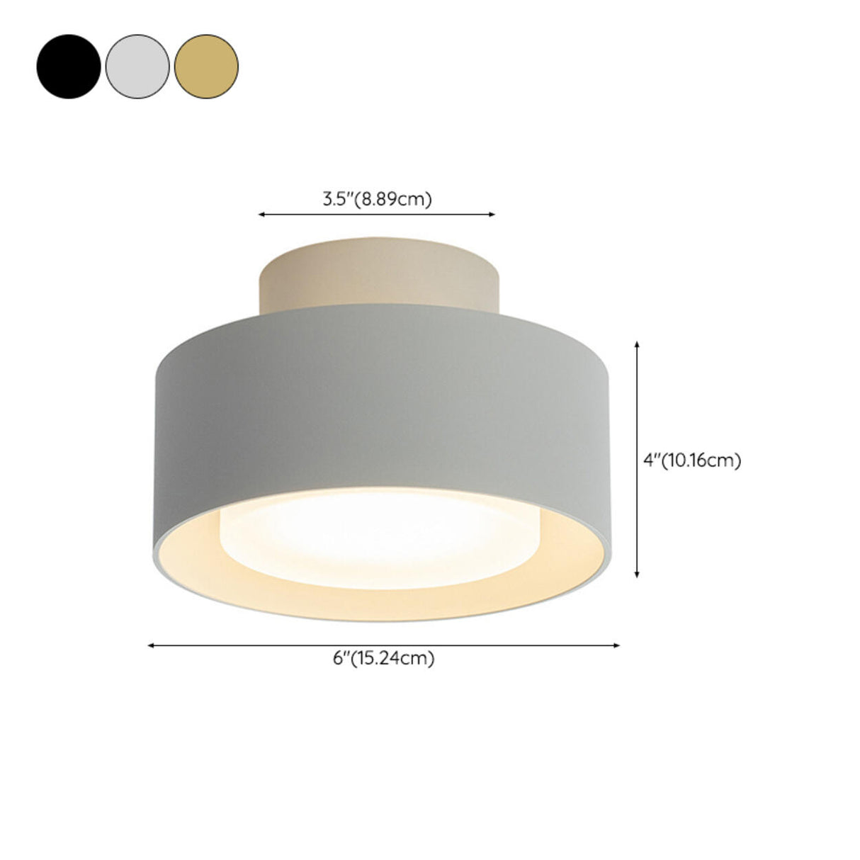 Mini White Cylinder LED Semi-Flush Mount Ceiling Light 