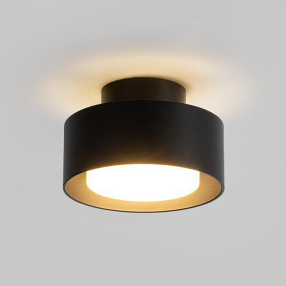 Mini White Cylinder LED Semi-Flush Mount Ceiling Light Image - 9