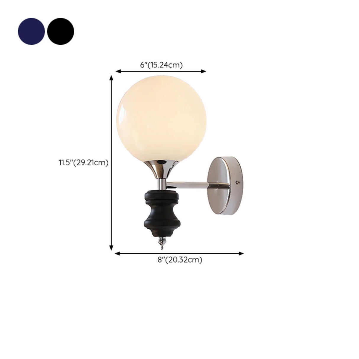 Mini White Glass Globe Wall Sconce with Pull Chain 